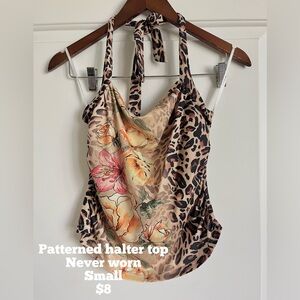 Floral Leopard Print Halter Top